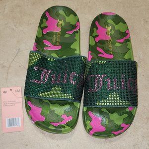 Juicy camo rhinestone slides, size 6
